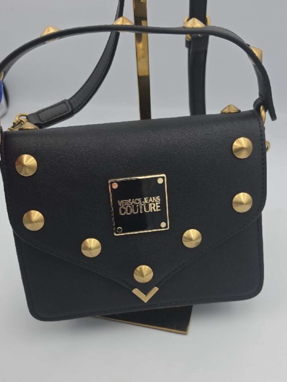 Versace Jeans Collection Black Crossbody with Gold Stud Accents NWOT